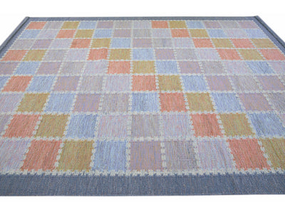 Modern Scandinavian Multicolor Handmade Geometric Room Size Wool Rug
