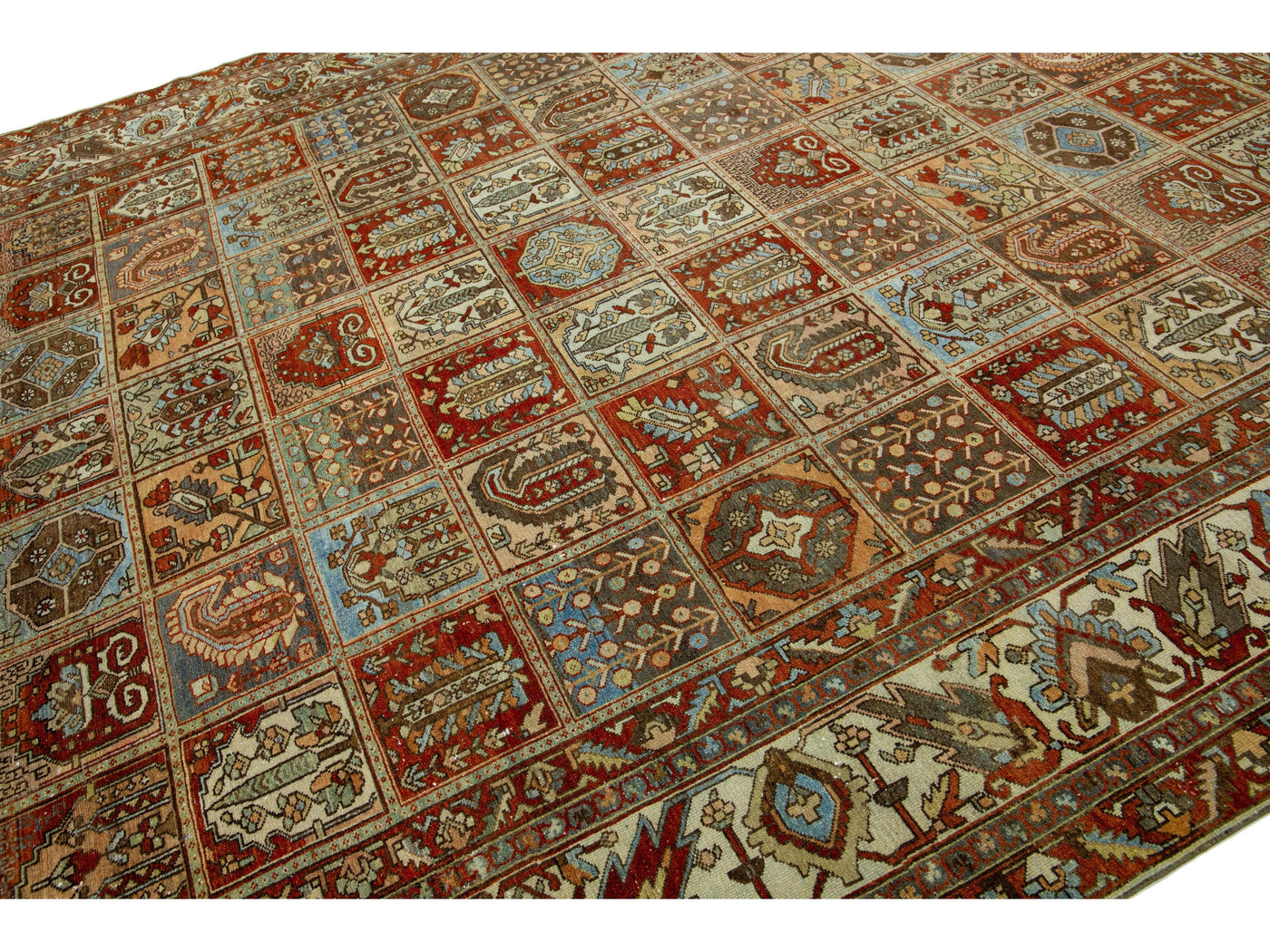 Antique Bakhtiari Wool Rug 11 X 13