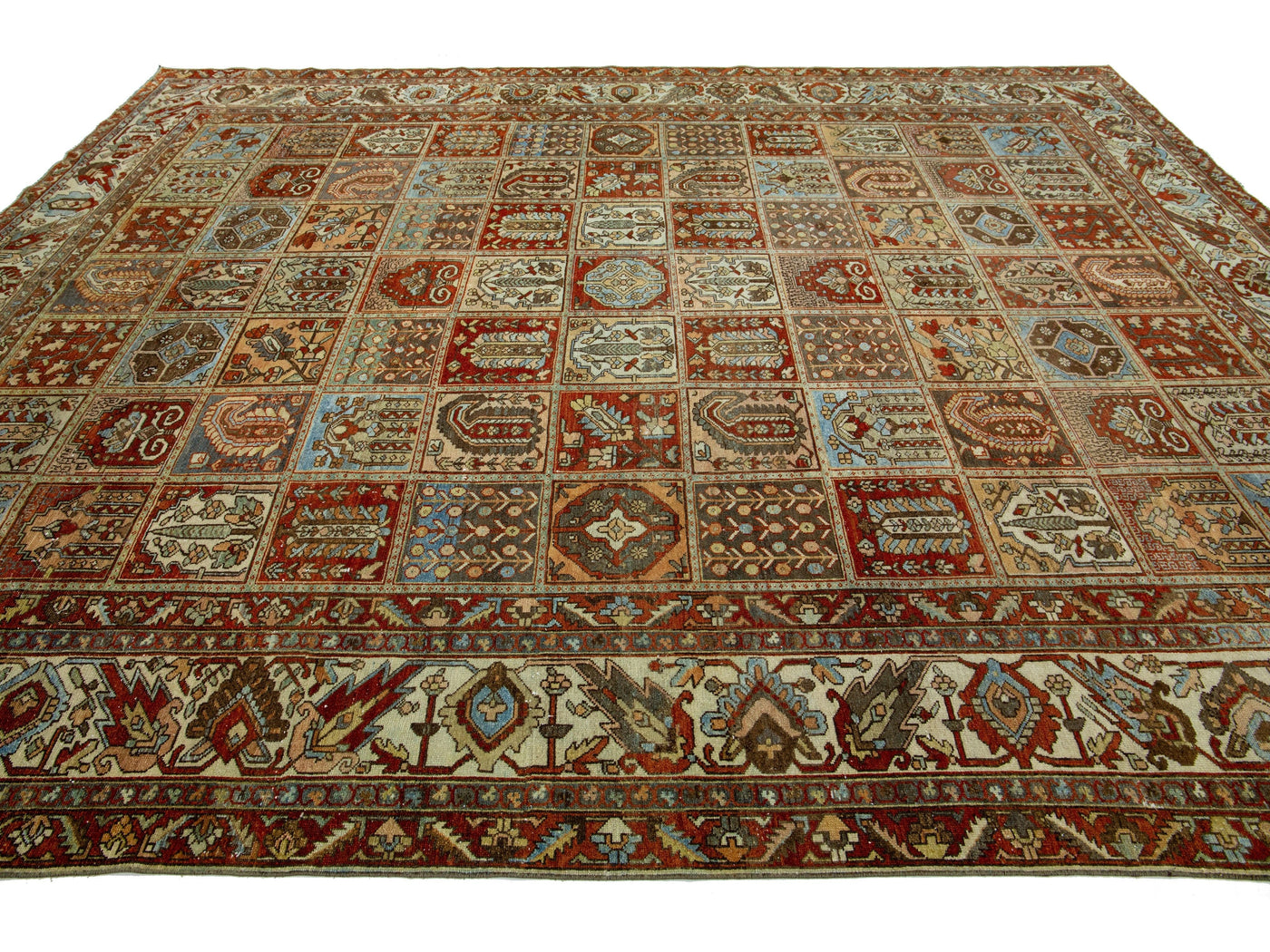 Antique Bakhtiari Wool Rug 11 X 13