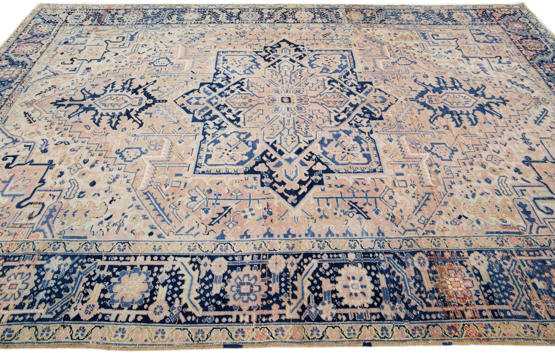 Antique Heriz Persian Wool Rug 9 X 12