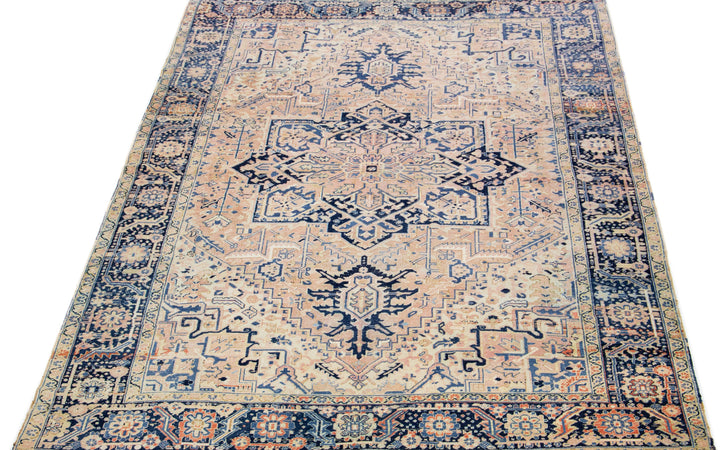 Antique Heriz Persian Wool Rug 9 X 12