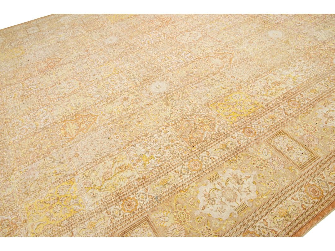 Antique Tabriz Wool Rug 13 X 20