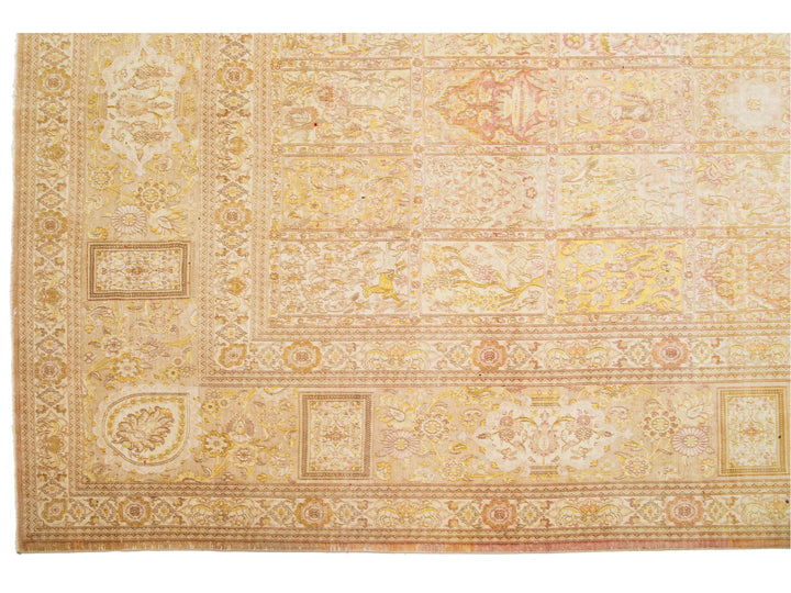 Antique Tabriz Wool Rug 13 X 20