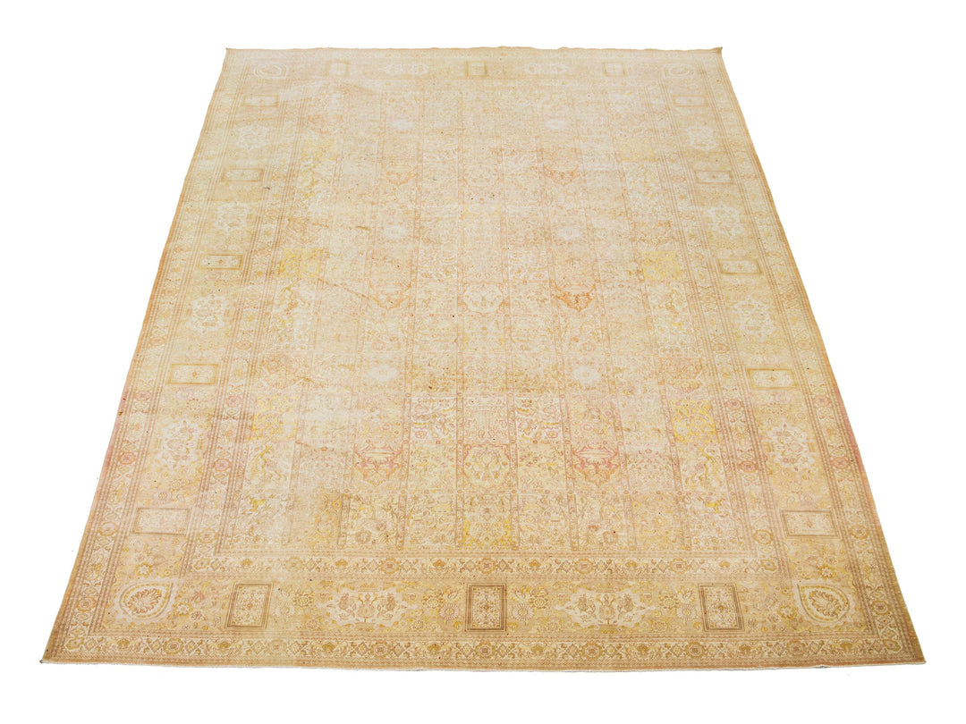 Antique Tabriz Wool Rug 13 X 20