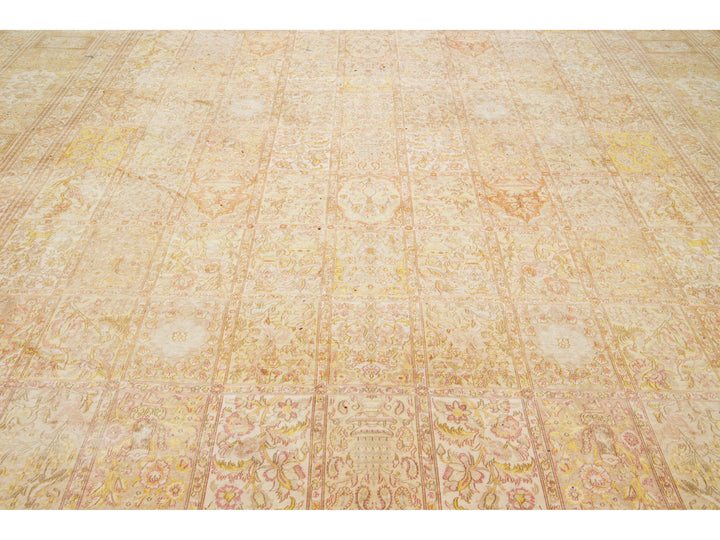 Antique Tabriz Wool Rug 13 X 20