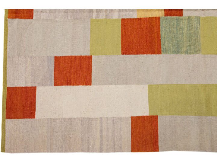 Modern Kilim Flatweave Wool Rug 7 x 9