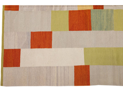 Modern Kilim Flatweave Wool Rug 7 x 9