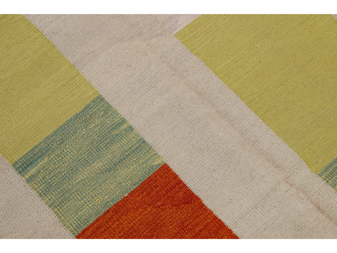 Modern Kilim Flatweave Wool Rug 7 x 9
