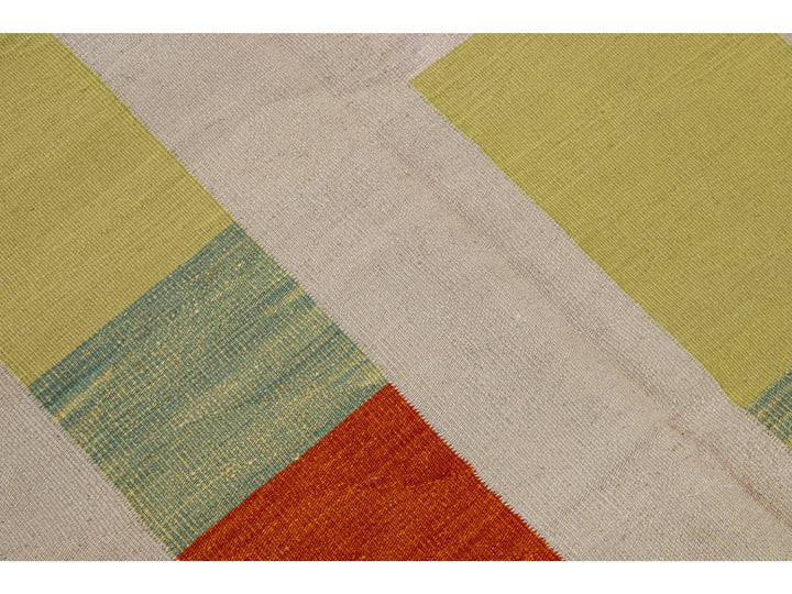 Modern Kilim Flatweave Wool Rug 7 x 9
