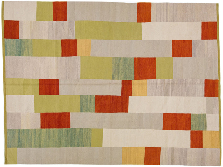 Modern Kilim Flatweave Wool Rug 7 x 9