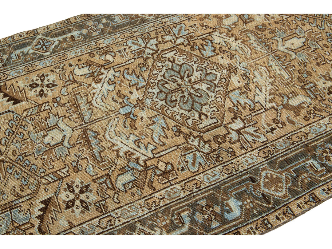 Antique Heriz Wool Runner 4 X 10