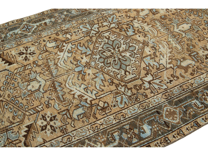 Antique Heriz Wool Runner 4 X 10