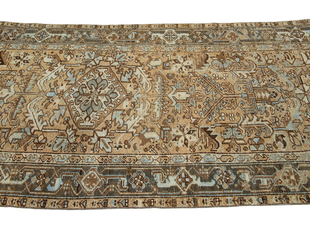 Antique Heriz Wool Runner 4 X 10