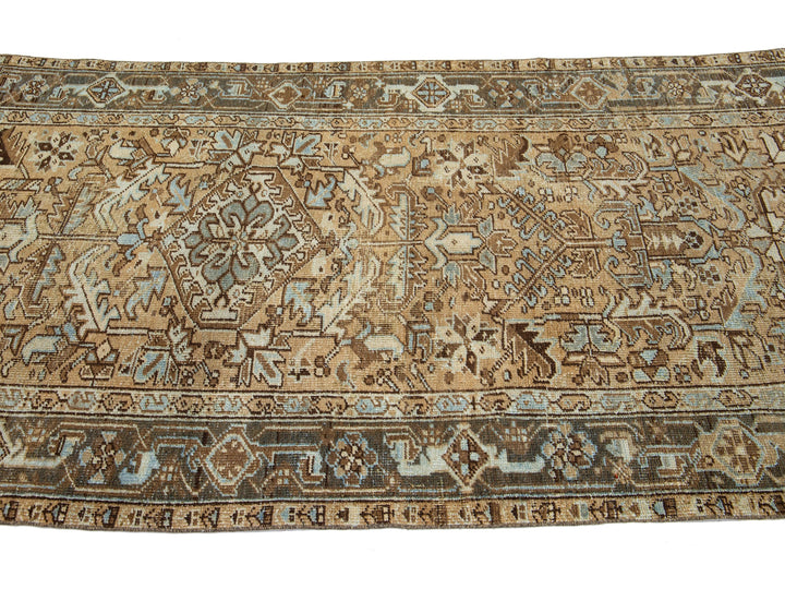 Antique Heriz Wool Runner 4 X 10
