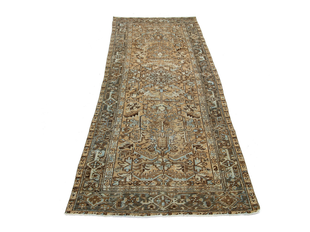 Antique Heriz Wool Runner 4 X 10
