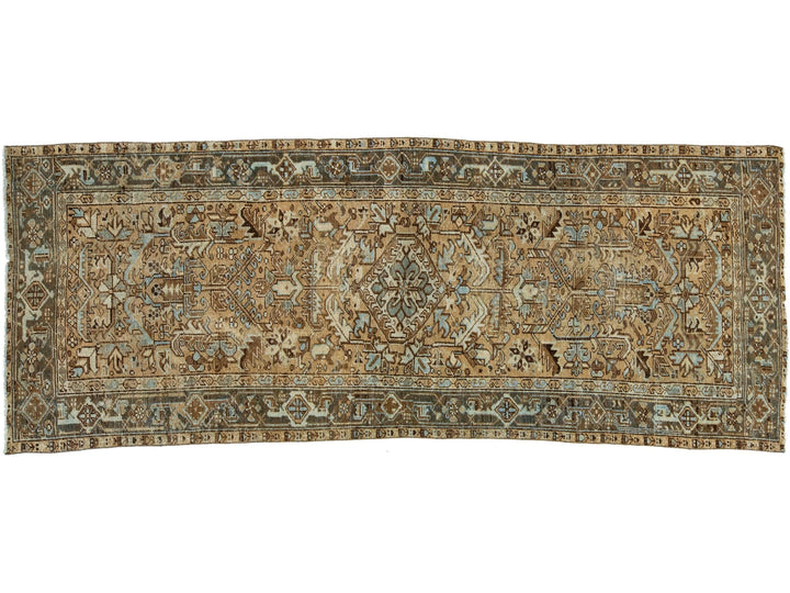 Antique Heriz Wool Runner 4 X 10