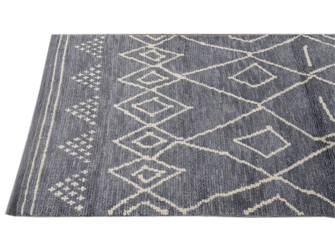 Modern Moroccan Wool Runner 3 X 13
