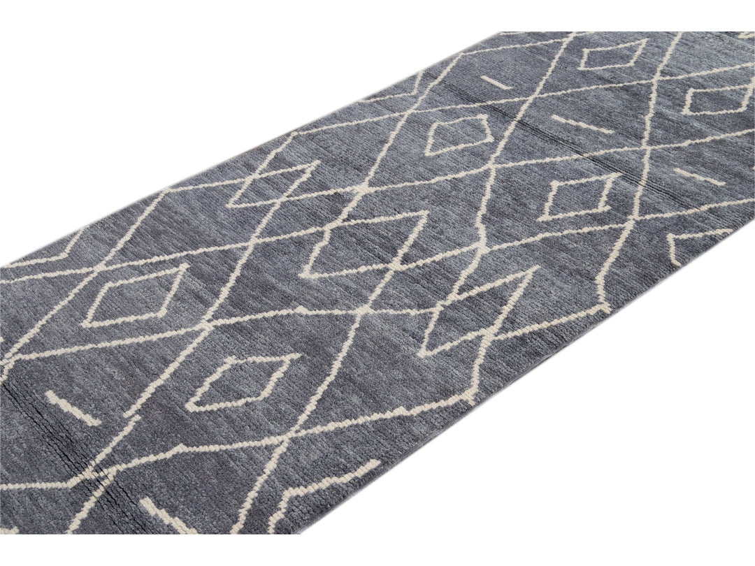 Modern Moroccan Wool Runner 3 X 13