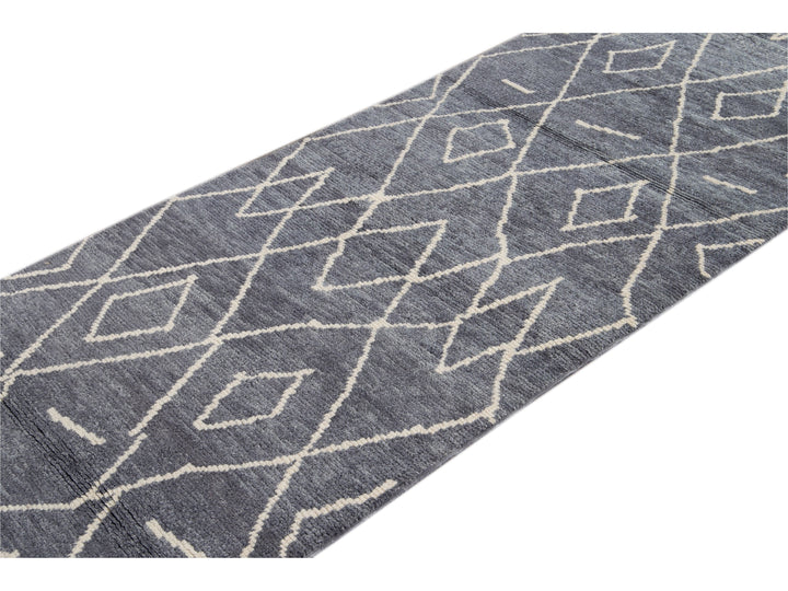 Modern Moroccan Wool Runner 3 X 13