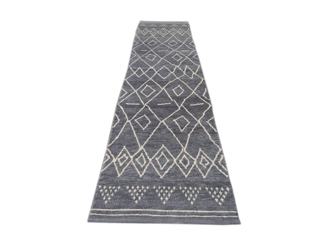 Modern Moroccan Wool Runner 3 X 13