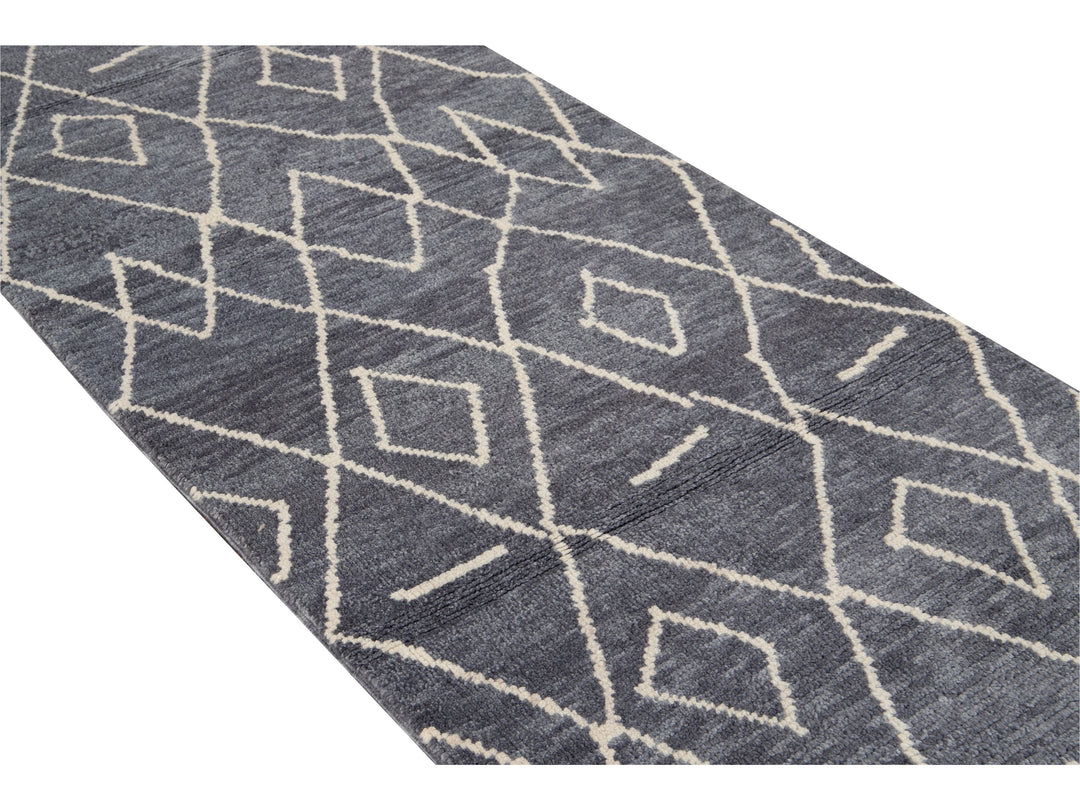 Modern Moroccan Wool Runner 3 X 13