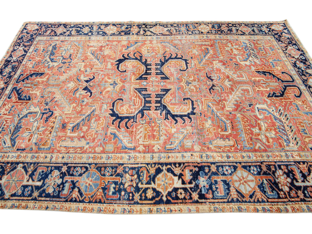 Antique Heriz Wool Rug 7 X 10