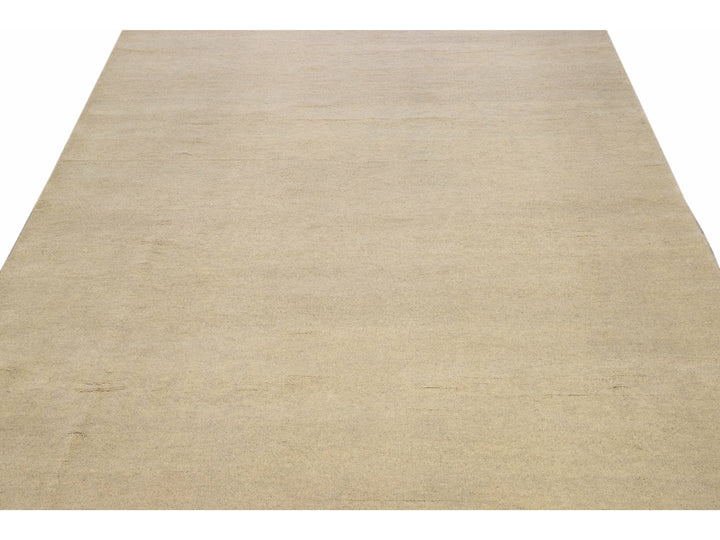 Modern Moroccan Style Handmade Solid Beige Wool Rug