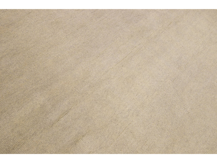 Modern Moroccan Style Handmade Solid Beige Wool Rug