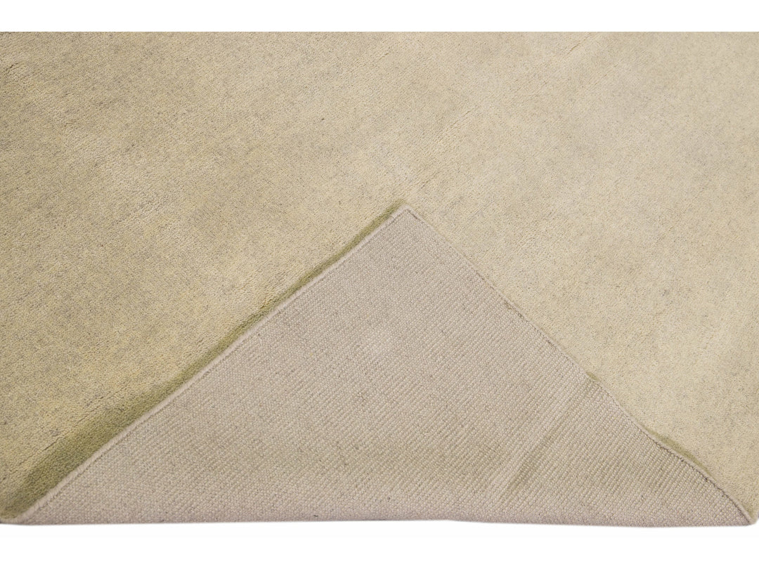 Modern Moroccan Style Handmade Solid Beige Wool Rug
