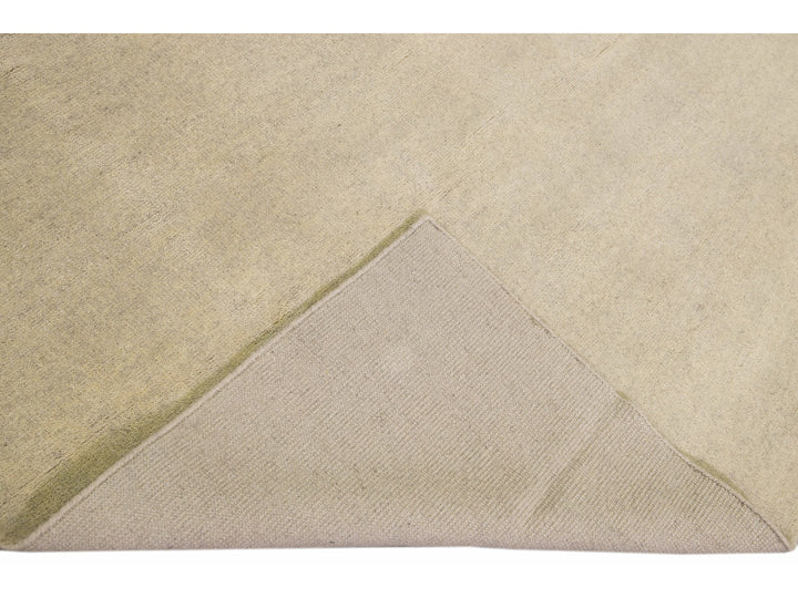 Modern Moroccan Style Handmade Solid Beige Wool Rug