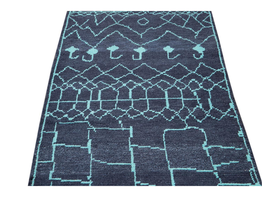Modern Moroccan Style Wool Runner 3 X 14