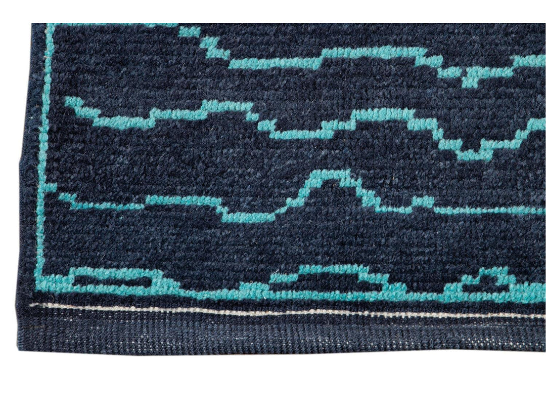 Modern Moroccan Style Wool Runner 3 X 14