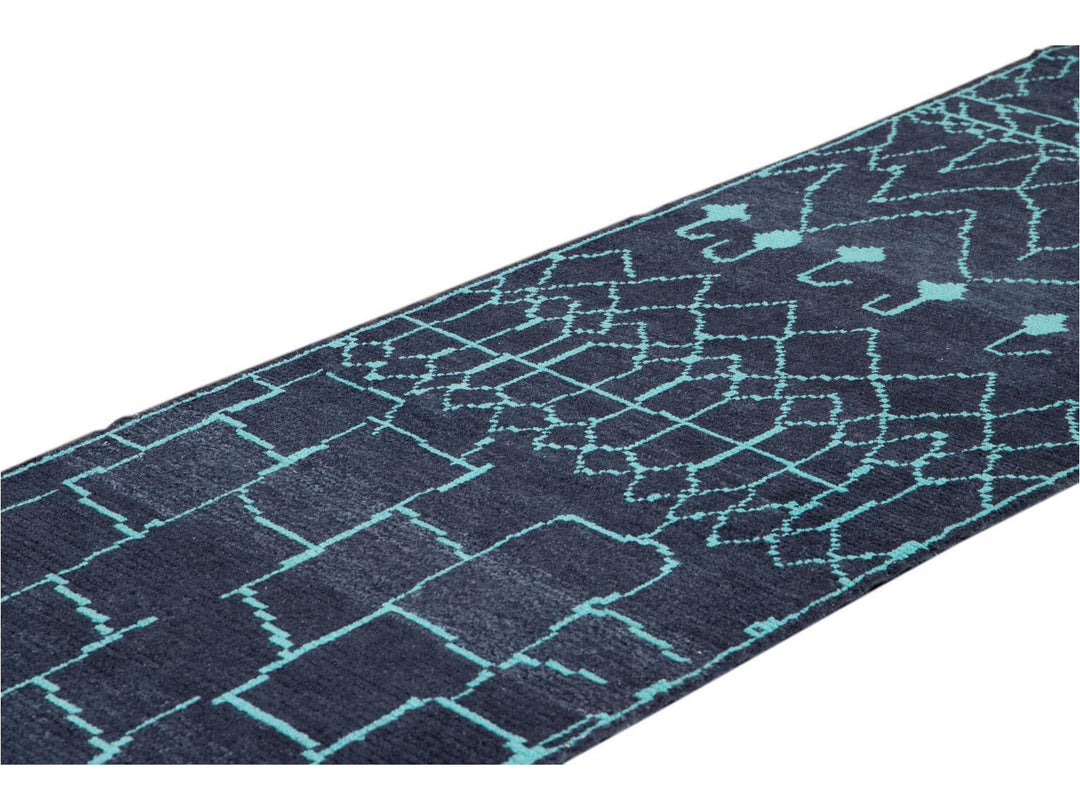 Modern Moroccan Style Wool Runner 3 X 14