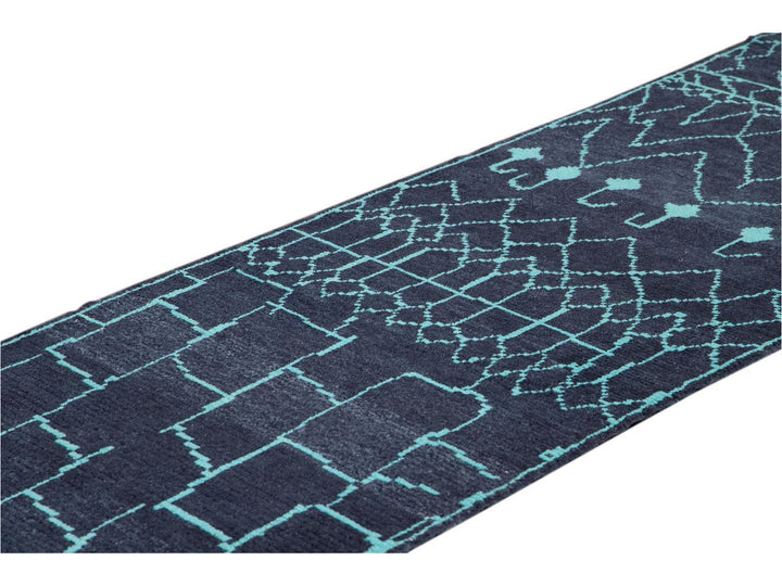 Modern Moroccan Style Wool Runner 3 X 14