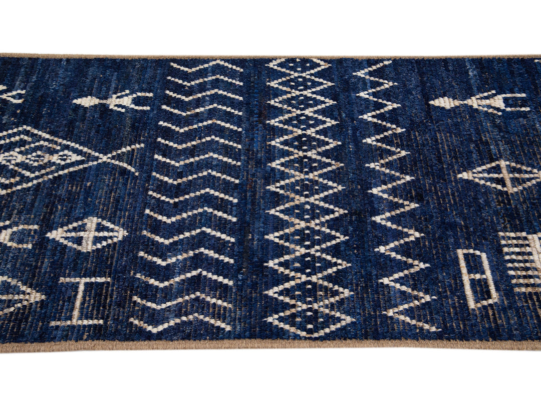 Modern Moroccan Wool Runner 3 X 10