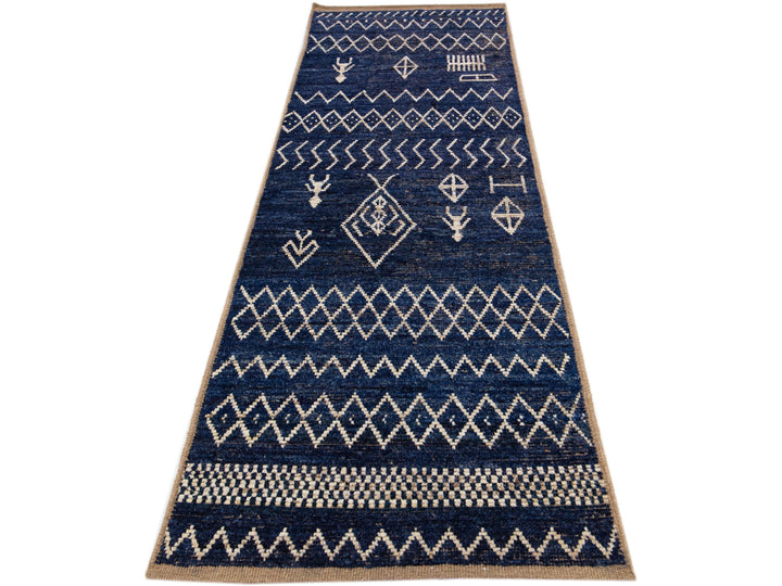 Modern Moroccan Wool Runner 3 X 10
