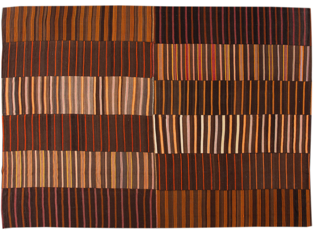 Vintage Striped Flatweave Wool Rug 12 X 16