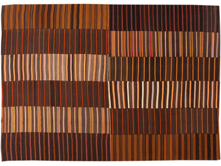 Vintage Striped Flatweave Wool Rug 12 X 16