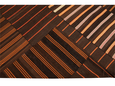 Vintage Striped Flatweave Wool Rug 12 X 16