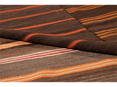 Vintage Striped Flatweave Wool Rug 12 X 16