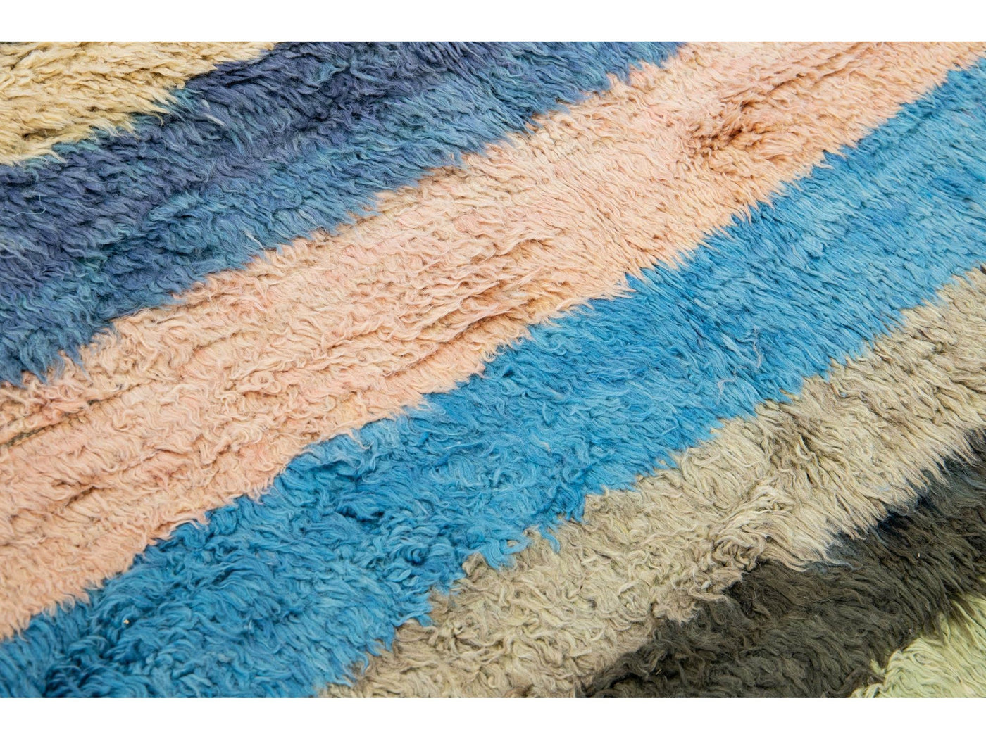 Modern Multicolor Tulu Handmade Striped Pattern Wool Rug