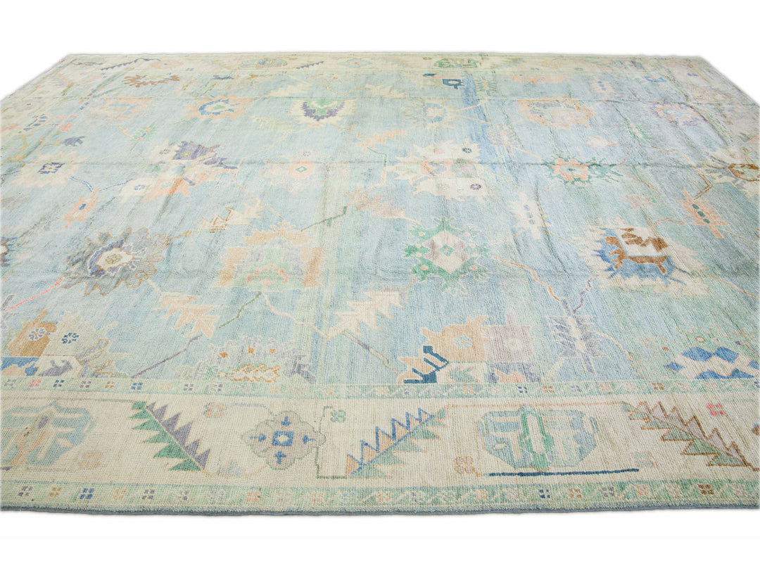Modern Oushak Wool Rug 12 X 17