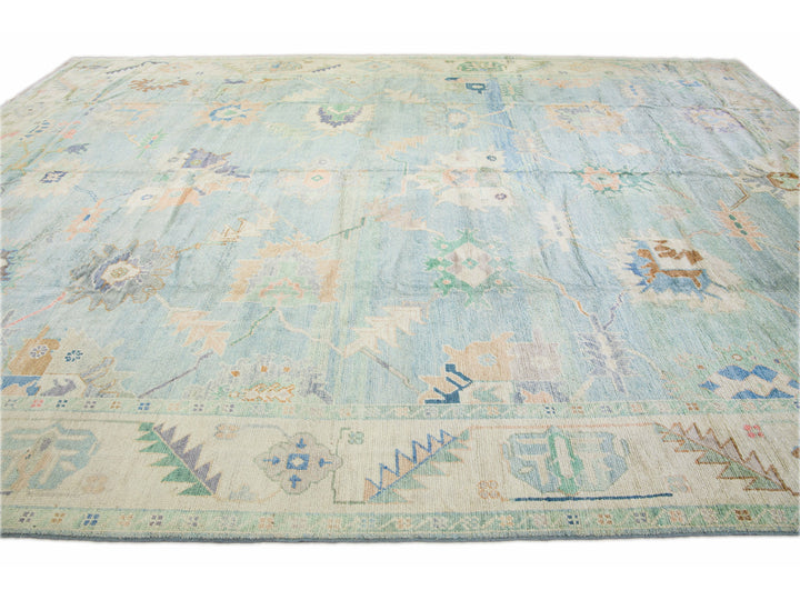 Modern Oushak Wool Rug 12 X 17