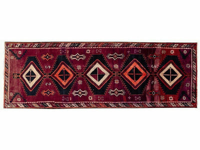 Mid 20th Century Vintage Azeri Wool Runner Rug 4 X 12