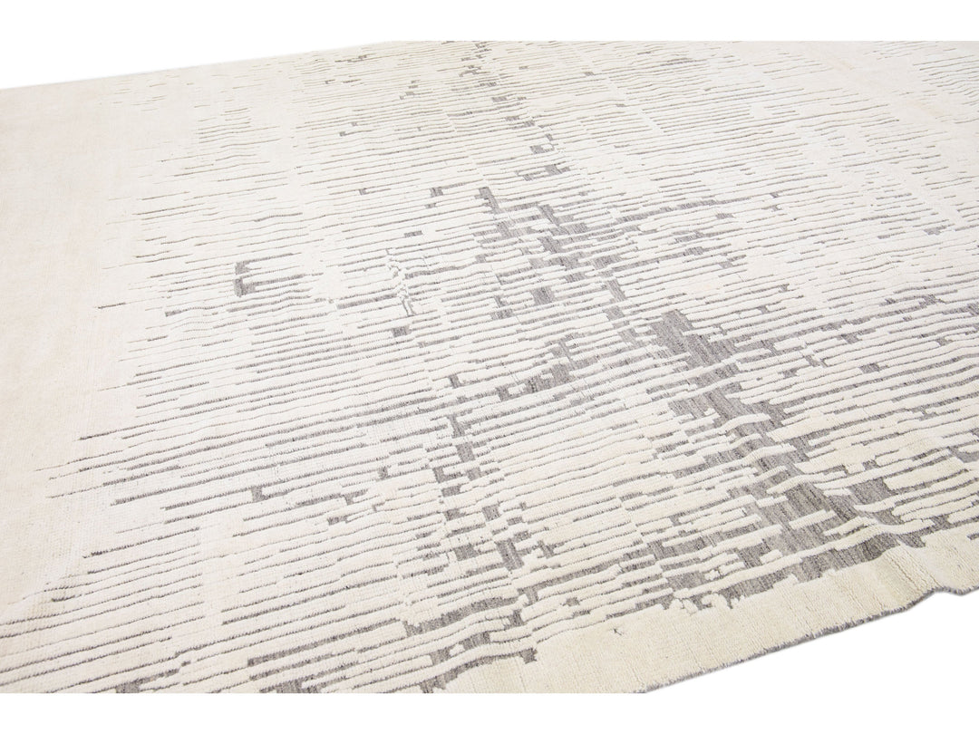 Modern Moroccan Wool Rug 10 X 14