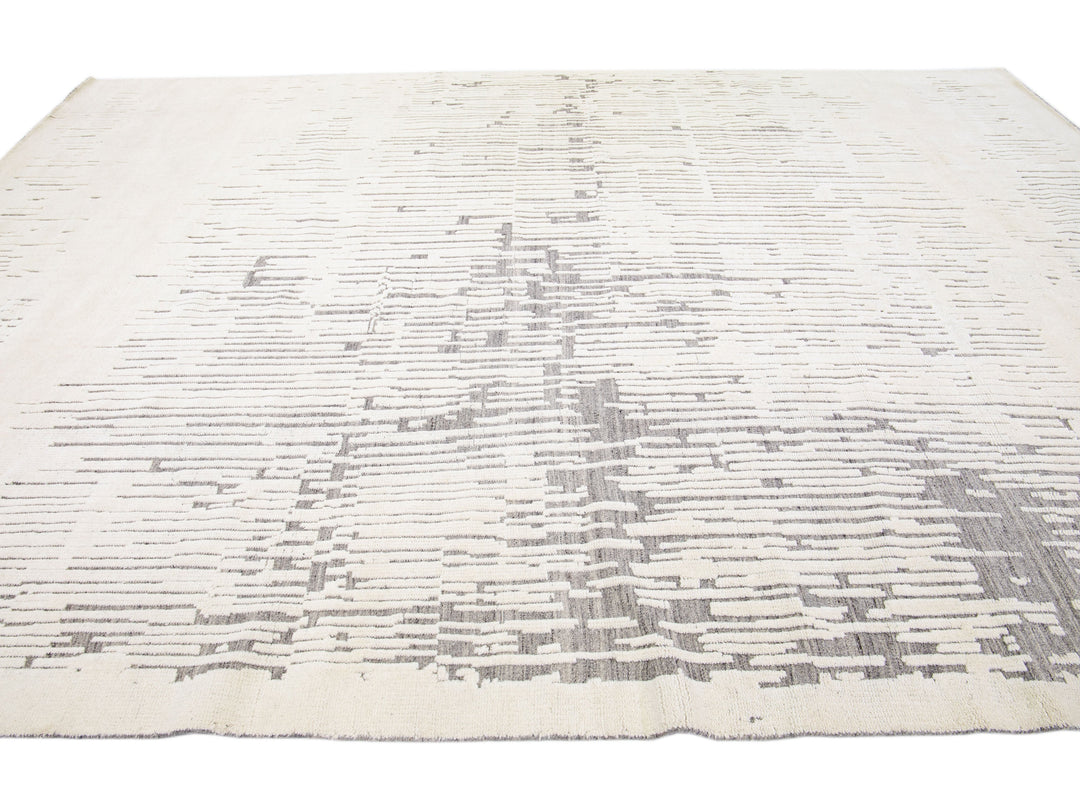 Modern Moroccan Wool Rug 10 X 14