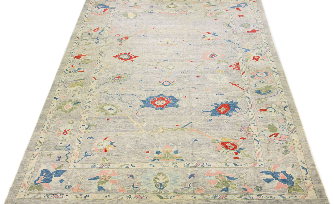 Modern Turkish Oushak Wool Rug 13 X 19