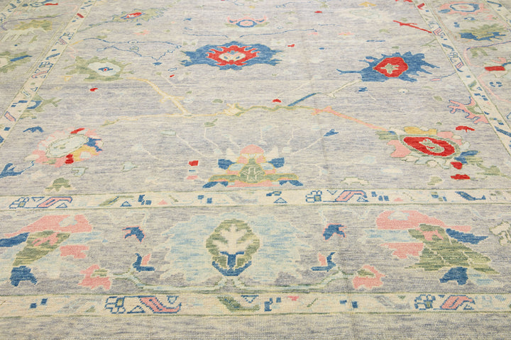 Modern Turkish Oushak Wool Rug 13 X 19