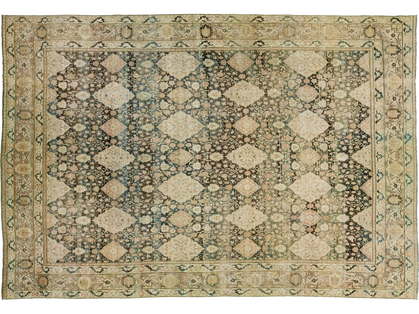 Antique Kerman Wool Rug 13 X 18