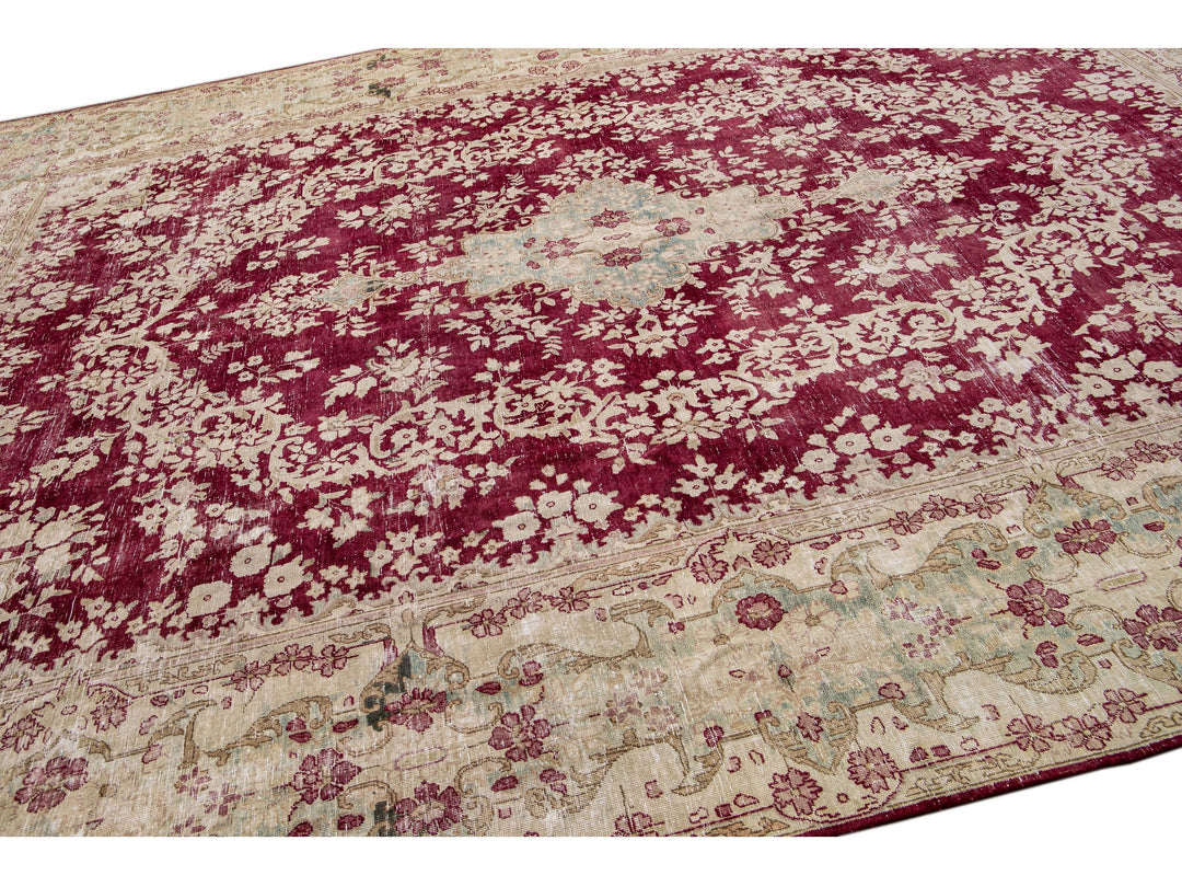 Vintage Tabriz Wool Rug 10 X 14